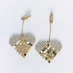 ❤️HP❤️New! Rhinestones Heart Chain Drop Earrings